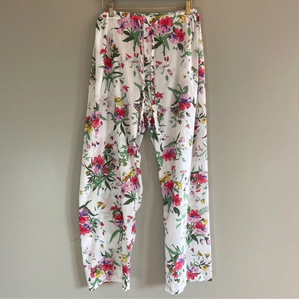 Victorias Secret Pajama Set XL Floral Botanical 100% Cotton Top Pants Drawstring - Picture 5 of 15